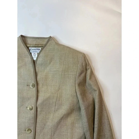 Vintage Pendleton Wool Silk Blend Beige Blazer Jacket Women’s Size 10 - Picture 2 of 8